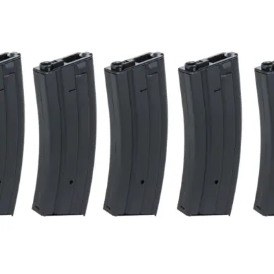 asgbox.pl - Zestaw 5 sztuk metalowych magazynków hi-cap 300 kulek Specna Arms Czarny