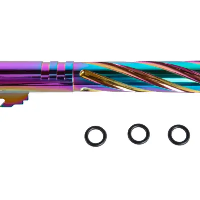 asgbox.pl - Aluminiowa lufa zewnętrzna LA Capa Customs TORNADO do replik TM Hi-Capa 5.1 Tęczowa