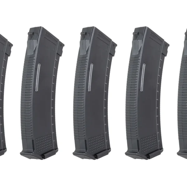 asgbox.pl - Zestaw 5 magazynków Mid-Cap 130/30 kulek Arcturus EMM AK MOD1 Variable-Cap Windowed do replik AK Czarny