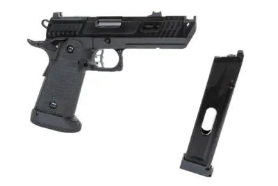 asgbox.pl - Pistolet ASG SRC Dark Viper DUAL POWER z walizką transportową i magazynkiem CO2 Czarny