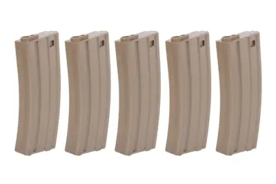 Zestaw 5 Magazynków Mid-Cap SRC do AR/M4 na 140 kulek Tan + speedloader - obrazek 2