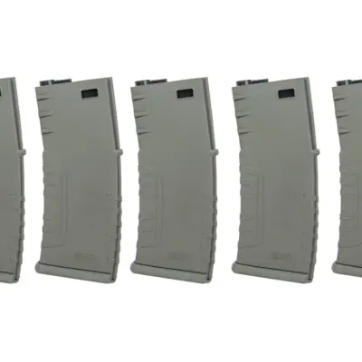 asgbox.pl - Zestaw 5 sztuk polimerowych magazynków mid-cap 120 kulek Specna Arms Oliwkowy