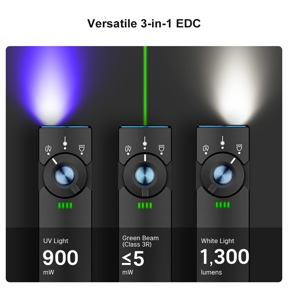OLIGHT Flashlight ARKFELD Pro UV 1300 lm, Green Laser - Black OLIGHT021 asgbox.pl OLIGHT Flashlight ARKFELD Pro UV 1300 lm, Green Laser - Black - obrazek 5