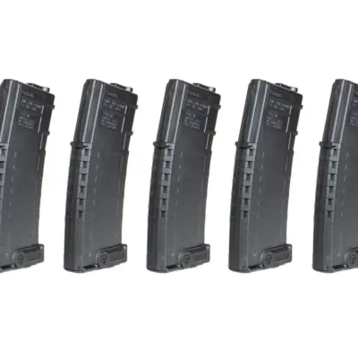 asgbox.pl - Zestaw 5 magazynków mid-cap 140 kulek do replik AMB Mutant - czarny