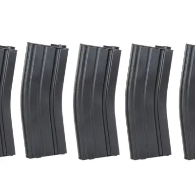 asgbox.pl - Zestaw 5 magazynków Mid-Cap 135/30 kulek Arcturus EMM M4/M16 Metal Variable-Cap do replik M4/M16 Czarny