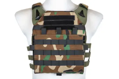 Kamizelka taktyczna Specna Arms Tactical typu Plate Carrier z panelem szturmowym Woodland - obrazek 2