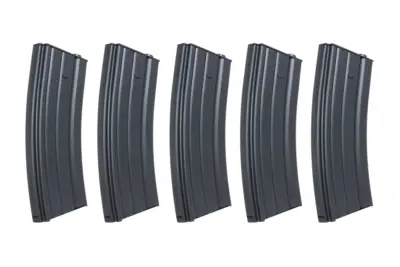 asgbox.pl - Zestaw 5 sztuk metalowych magazynków mid-cap 120 kulek Specna Arms Czarny