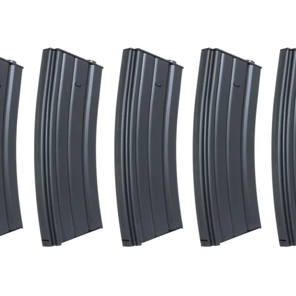 asgbox.pl - Zestaw 5 sztuk metalowych magazynków mid-cap 120 kulek Specna Arms Czarny