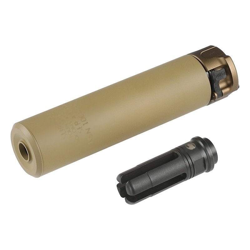 5KU SOCOM 556 Airsoft QD Suppressor (178 mm), 14 mm CCW - Tan OD-A-5KU07 asgbox.pl 5KU SOCOM 556 Airsoft QD Suppressor (178 mm), 14 mm CCW - Tan