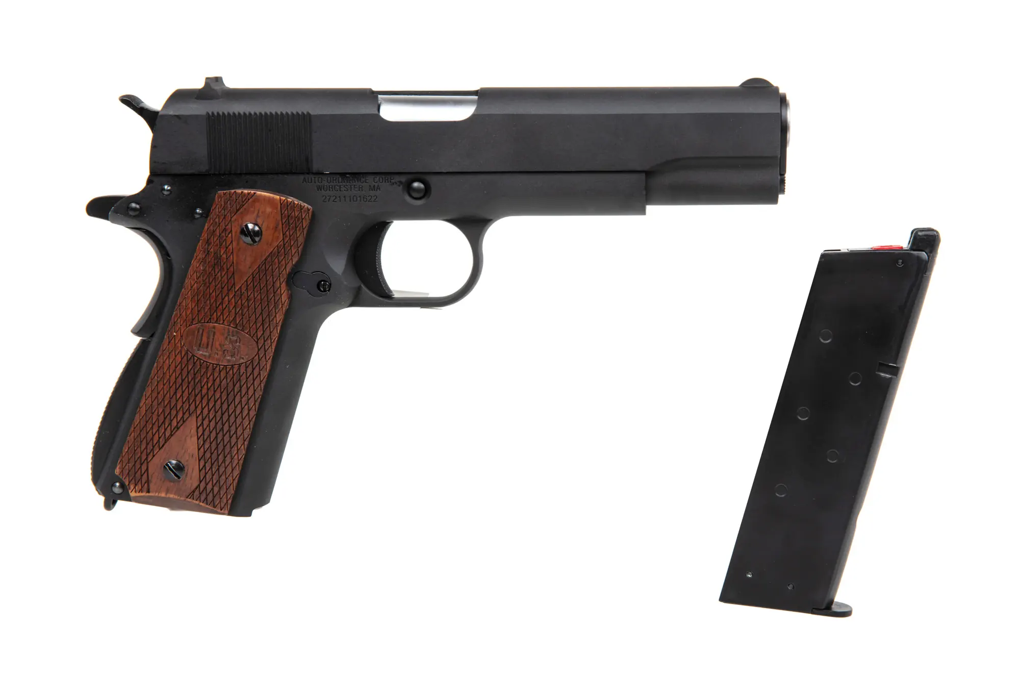 Pistolet GBB CyberGun Auto Ordnance M1911A1 - Matt Black Wood CYB-02-045122-00 asgbox.pl Pistolet GBB CyberGun Auto Ordnance M1911A1 - Matt Black Wood - obrazek 4