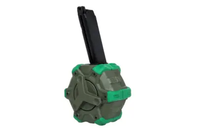 Bębnowy magazynek gazowy 350 kulek do replik Serii G17 i Galaxy WE - zielony - obrazek 3