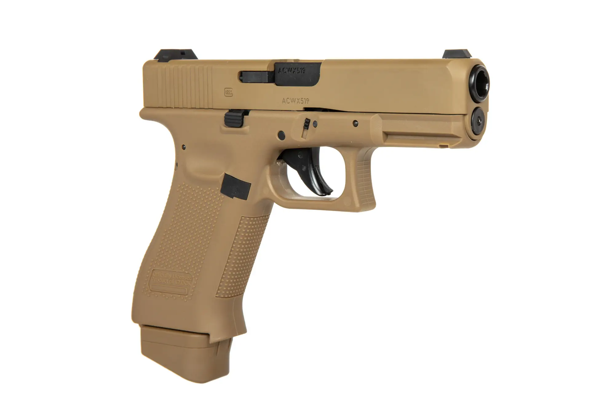 Replika pistoletu GBB Glock 19X CO2 - coyote (OUTLET) OUT-72-038400-00 asgbox.pl Replika pistoletu GBB Glock 19X CO2 - coyote (OUTLET) - obrazek 4