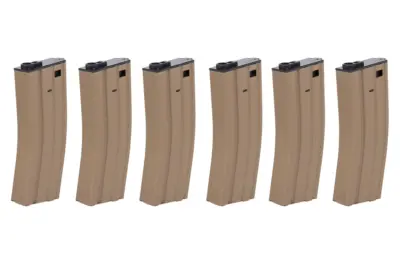 Zestaw 6 magazynków SRC Low-Cap do replik M4 na 70 kulek TAN - obrazek 2