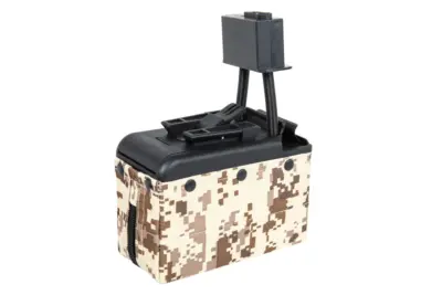 Elektryczny magazynek pudełkowy A&K na 2000 kulek do replik typu M249 Digital Desert - obrazek 2