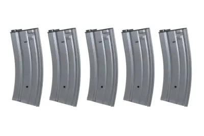 Zestaw 5 sztuk metalowych magazynków typu real-cap 30 kulek Specna Arms Szary - obrazek 2