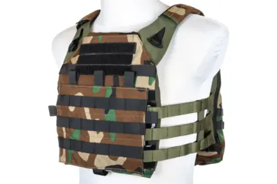 Kamizelka taktyczna Specna Arms Tactical typu Plate Carrier z panelem szturmowym Woodland - obrazek 3