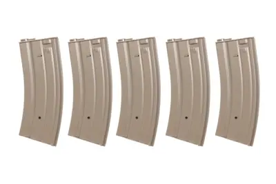 Zestaw 5 sztuk metalowych magazynków mid-cap 120 kulek Specna Arms Flat Dark Earth - obrazek 2