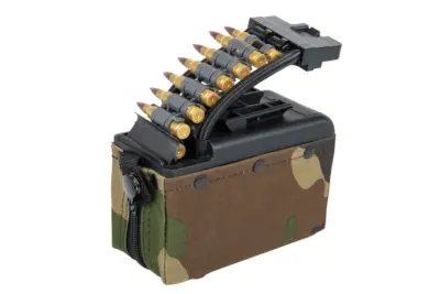 Elektryczny magazynek pudełkowy A&K na 2000 kulek do replik typu M249 z imitacją amunicji Woodland - obrazek 3