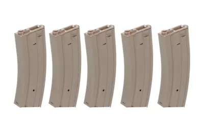Zestaw 5 sztuk metalowych magazynków hi-cap 300 kulek Specna Arms Flat Dark Earth - obrazek 2