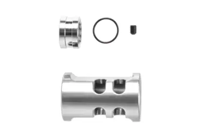 Kompensator typu A TTI Airsoft do replik AAP01 14 mm CCW Srebrny - obrazek 2