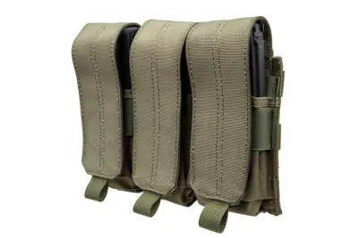 Potrójna ładownica na magazynki typu M4/M16 Specna Arms z klapą Oliwkowa - obrazek 3