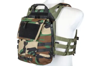 Kamizelka taktyczna Specna Arms Tactical typu Plate Carrier z panelem szturmowym Woodland - obrazek 5