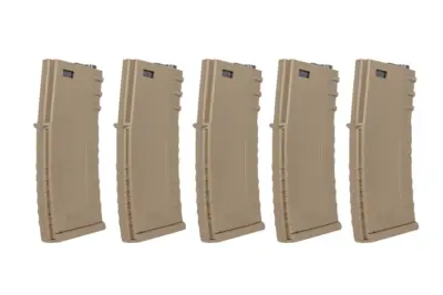 Zestaw 5 sztuk polimerowych magazynków mid-cap 120 kulek Specna Arms Flat Dark Earth - obrazek 3