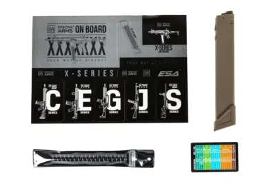 asgbox.pl - Pistolet maszynowy ASG Specna Arms SA-FX01 FLEX™ HAL ETU Half-Tan z pomarańczowym urządzeniem wylotowym
