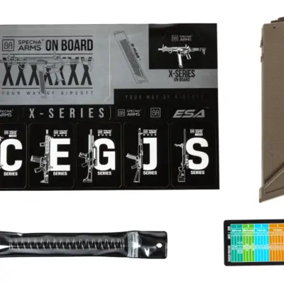 asgbox.pl - Pistolet maszynowy ASG Specna Arms SA-FX01 FLEX™ HAL ETU Half-Tan z pomarańczowym urządzeniem wylotowym