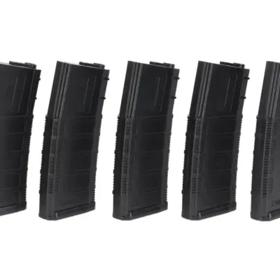 Nowe produkty asgbox.pl asgbox.pl - Zestaw 5 magazynków mid-cap 140 kulek King Arms do replik typu M4/M16 Czarny