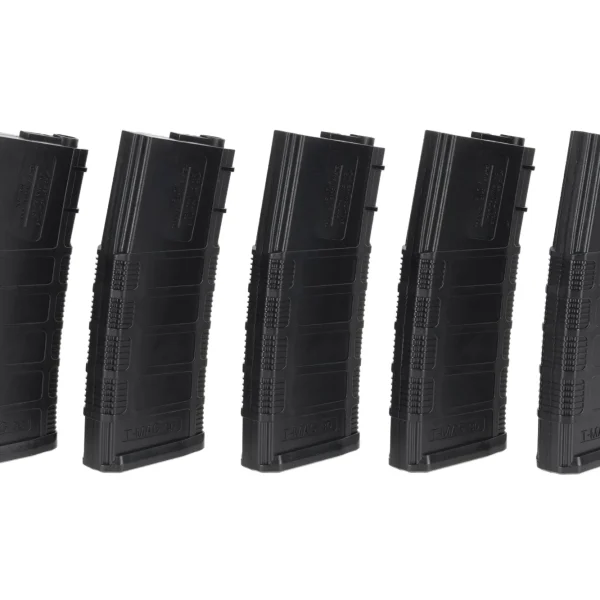 asgbox.pl - Zestaw 5 magazynków mid-cap 140 kulek King Arms do replik typu M4/M16 Czarny