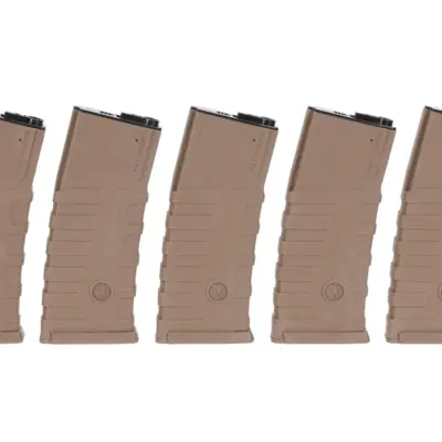 Nowe produkty asgbox.pl asgbox.pl - Zestaw 5 magazynków hi-cap 360 kulek CAA do replik M4/M16 Flat Dark Earth