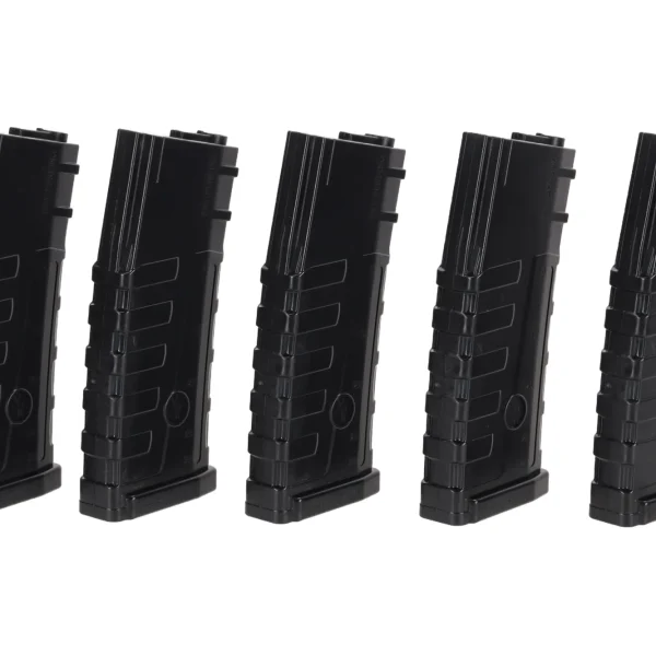 asgbox.pl - Zestaw 5 magazynków mid-cap 140 kulek CAA do replik M4/M16 Czarny