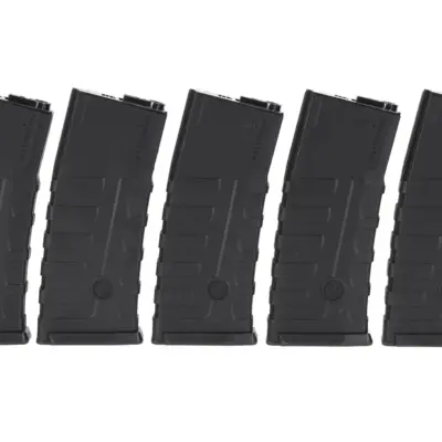 Nowe produkty asgbox.pl asgbox.pl - Zestaw 5 magazynków hi-cap 360 kulek CAA do replik M4/M16 Czarny