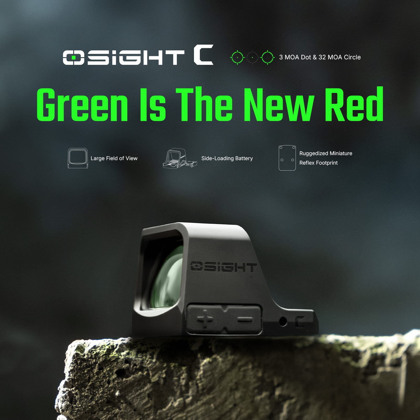 OLIGHT OSIGHT C GREEN Dot Sight, RMR Footprint - Black OD-A-OLIGHT040 asgbox.pl OLIGHT OSIGHT C GREEN Dot Sight, RMR Footprint - Black - obrazek 7
