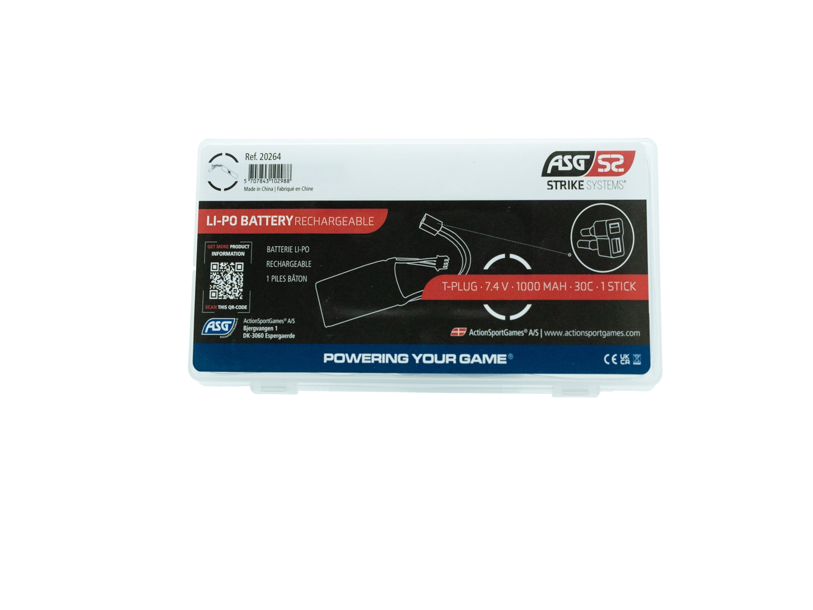 STRIKE Li-Pol Battery 7.4V 1000mAh, 30C, T-Dean - PEQ OD-A-STRIKE094 asgbox.pl STRIKE Li-Pol Battery 7.4V 1000mAh, 30C, T-Dean - PEQ - obrazek 2