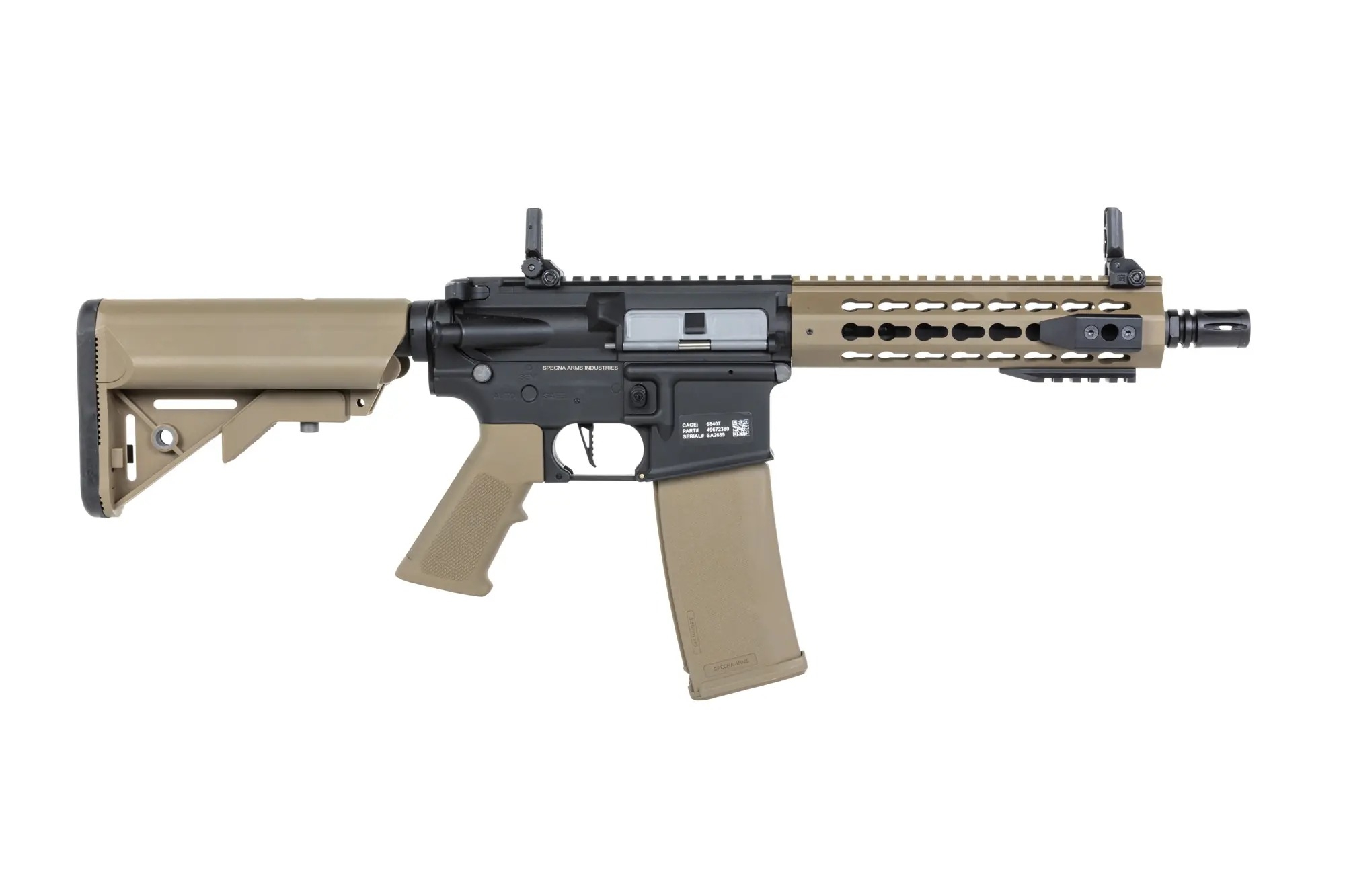 SA M4 CQB Keymod Gen2 Airsoft Rifle (SA-C08 CORE(TM) HAL ETU(TM)) - Black / Tan OD-A-SPARMS386-TAN asgbox.pl SA M4 CQB Keymod Gen2 Airsoft Rifle (SA-C08 CORE(TM) HAL ETU(TM)) - Black / Tan - obrazek 4