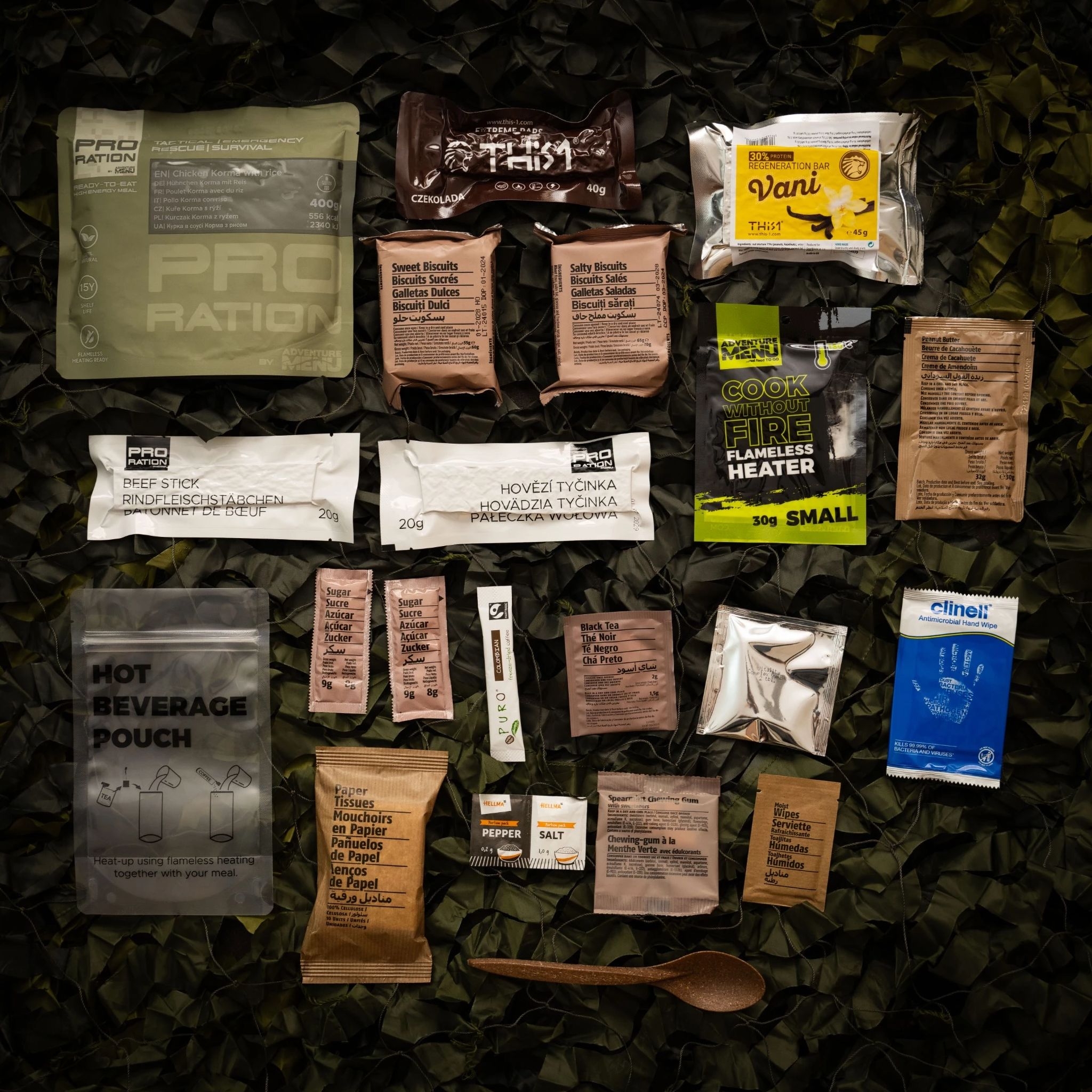 Alternative view of PRO-RATION MRE Meal HALF-DAY MENU 1 (Chicken Korma)