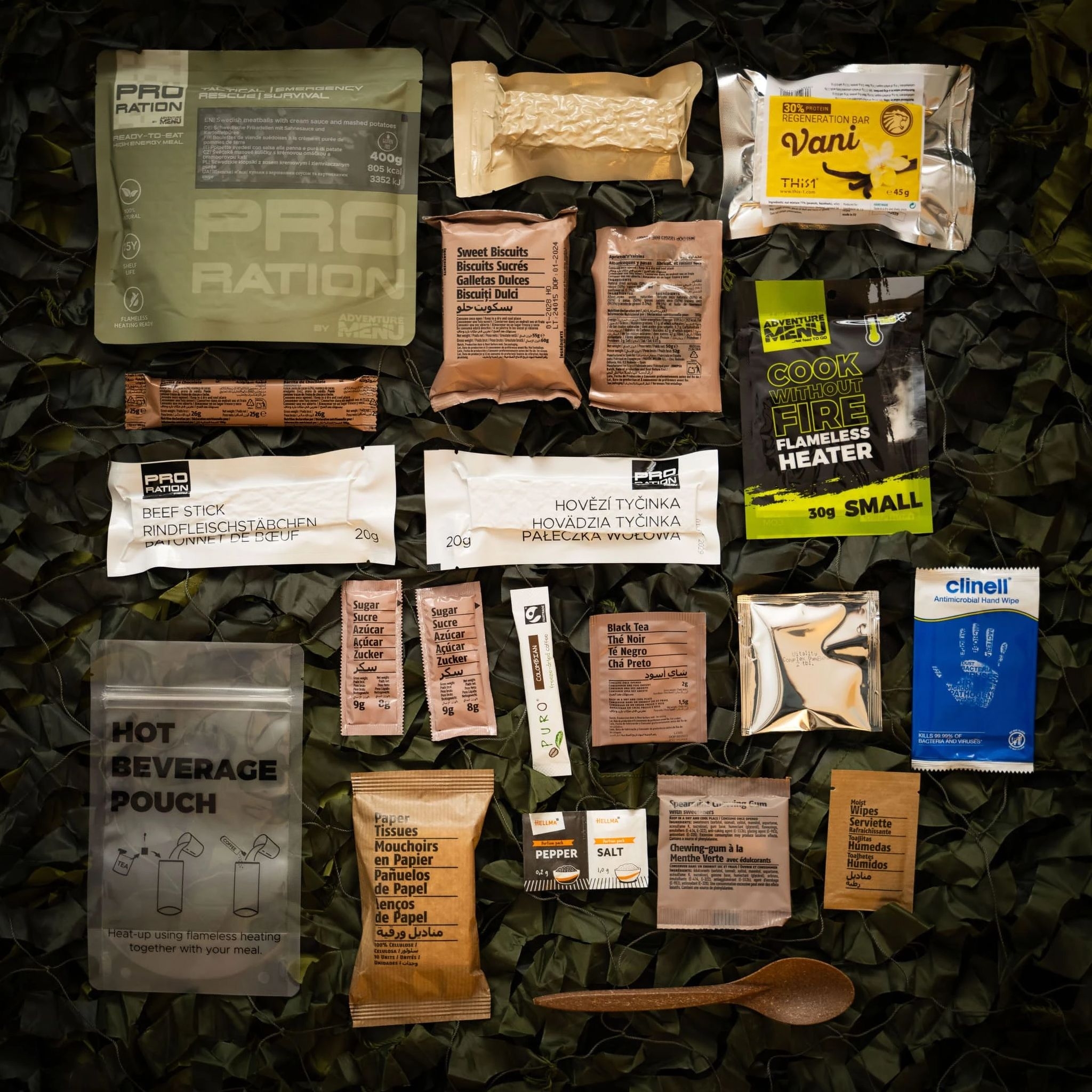 Alternative view of PRO-RATION MRE Meal HALF-DAY MENU 5 (Meatballs)
