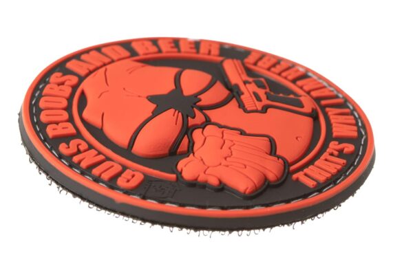 JTG Guns Boobs and Beer Rubber Patch Black/Red - obrazek 3