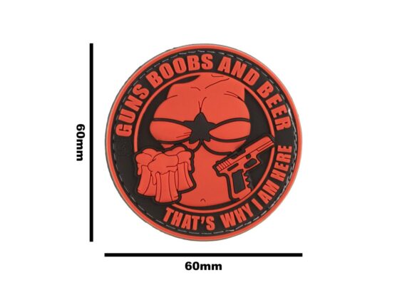 JTG Guns Boobs and Beer Rubber Patch Black/Red - obrazek 4