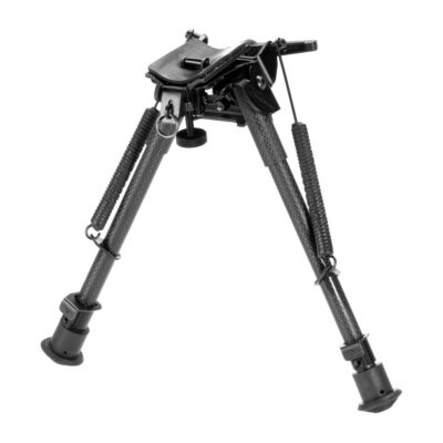 RokStad Carbon Fiber 9-13.5 Inch Swivel Spring Retractable Bipod Black