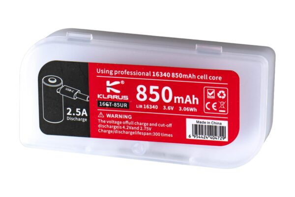 Klarus 16340 USB-C Rechargeable Battery 3.7V 850mAh - obrazek 3