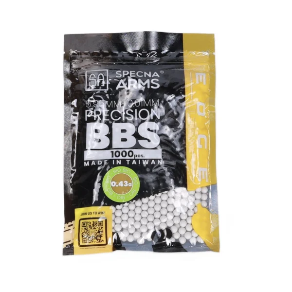 asgbox.pl - Kulki precyzyjne ASG 0.43g Specna Arms EDGE ULTRA™ BIO 1000 sztuk Białe