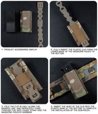 WST FAST Type 9mm Pistol Magazine MOLLE Pouch – Black - obrazek 6