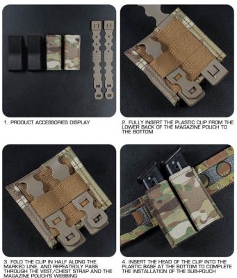 WST FAST Type 9mm Pistol Magazine MOLLE Double Pouch – Black - obrazek 5