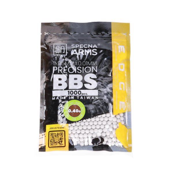 asgbox.pl - Kulki precyzyjne ASG 0.40g Specna Arms EDGE ULTRA™ BIO 1000 sztuk Białe