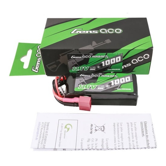 Gens ACE Li-Pol Battery 11.1V 1000mAh, 35C, T-Dean – Monoblock OD-A-GEA10003S35D asgbox.pl Gens ACE Li-Pol Battery 11.1V 1000mAh, 35C, T-Dean – Monoblock - obrazek 5
