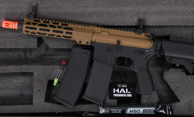 asgbox.pl - Karabinek ASG Specna Arms RRA SA-E25 HAL ETU™ Chaos Bronze z pomarańczowym urządzeniem wylotowym
