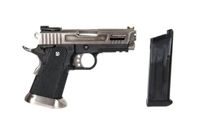 WE Hi-Capa 3.8 Force "Velociraptor" Pistolet GBB (Full-auto) Srebrny - OUTLET - obrazek 2